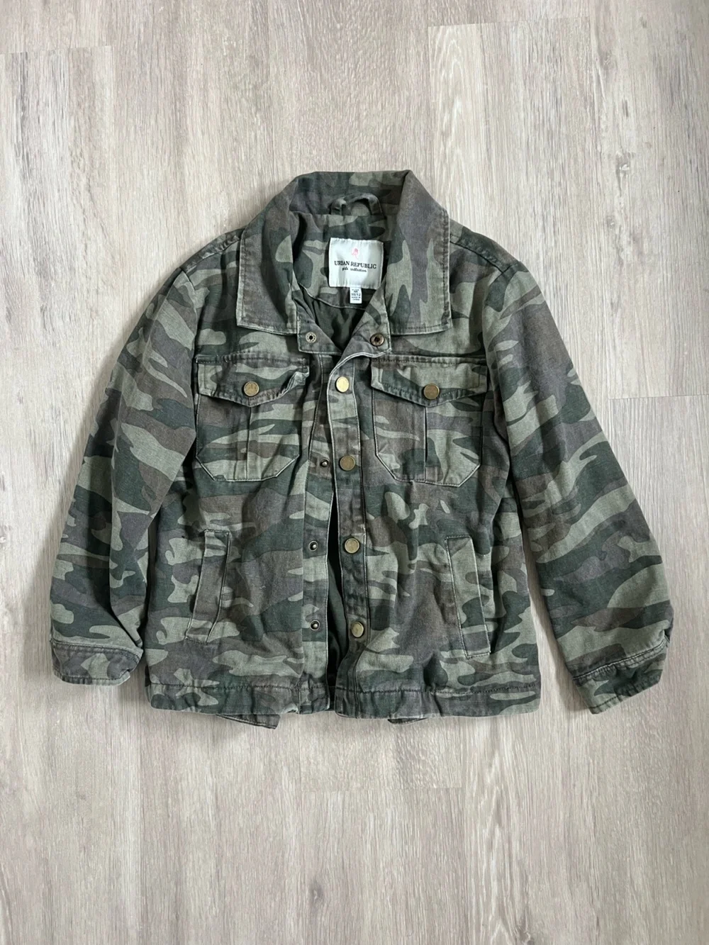 Urban Republic Green Camo Button-Front Kids Jacket Youth 10/12